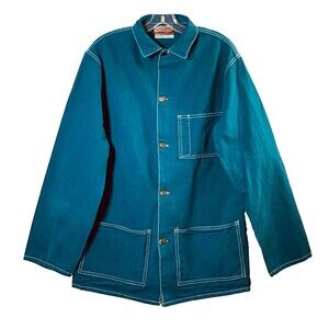 Urban Renewal Oversized Boxy Denim Jacket Womens Tag Size S Dark Turquoise White